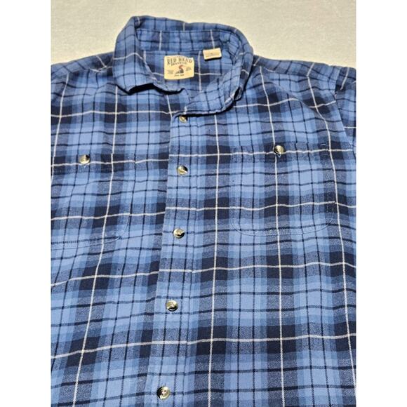 Red Head Flannel Shirt Men's Large Blue Plaid Long Sleeve Button Up 100% Cotton - Picture 2 of 6